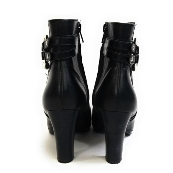 Lauren Ralph Lauren Myla Black Leather Heeled Ankle Booties Womens Size 6 - Picture 5 of 8